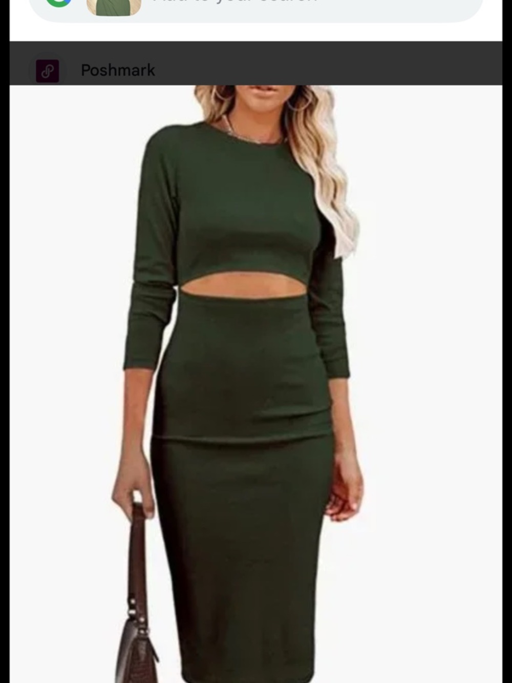 Long Sleeve Olive Cutout Midi Dress